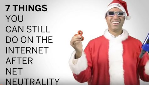 Pictured above is Ajit Pai, the Chairman of the Federal Communications Commission wearing a Santa Clause Suit and holding a fidget spinner-- all in attempt to convince people that he is a common man. He was designated Chairman by President Donald J. Trump in January 2017