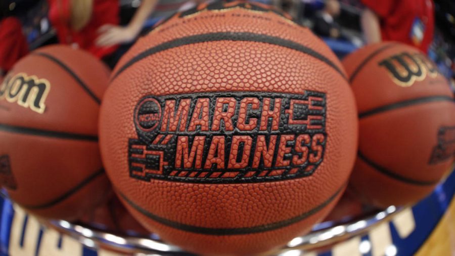 Mar 12, 2018; Dayton, OH, USA; March Madness logo scene on ball during practice before the First Four of the NCAA Tournament at Dayton Arena. Mandatory Credit: Brian Spurlock -USA TODAY Sports
