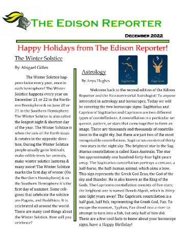 December Edison Reporter!