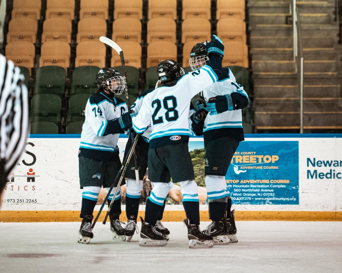 The boys celebrate during the game against Park Regional.